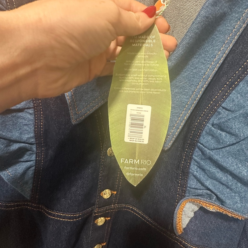 FARM Rio Indigo Ruffle-Trim Midi Dress - Picture 3 of 4